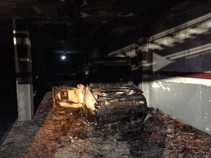 Estado del vehículo incendiado