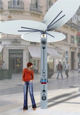 Banco solar para carga de dispositivos móviles Yupcharge Urban Lab Málaga