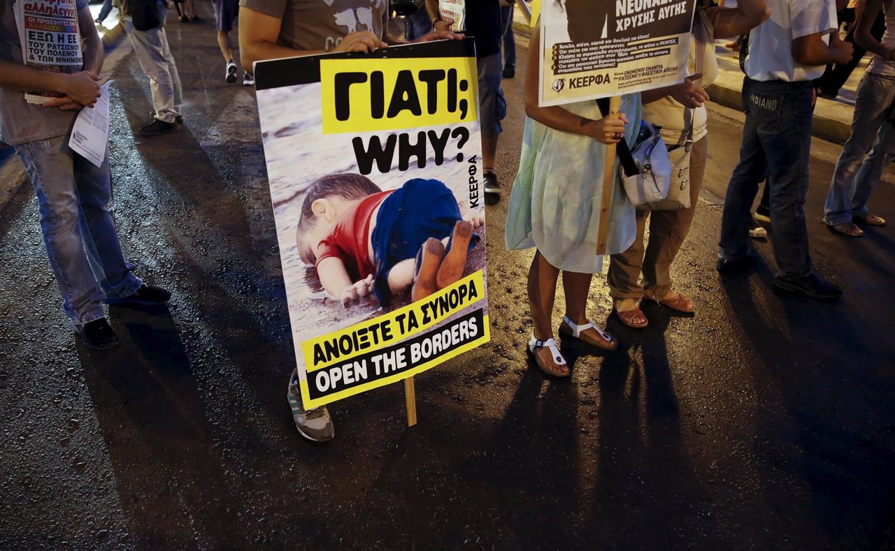 Protesta en Grecia por la muerte del niño Aylan Kurdi