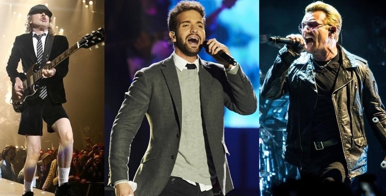 ANGUS YOUNG, PABLO ALBORÁN Y BONO