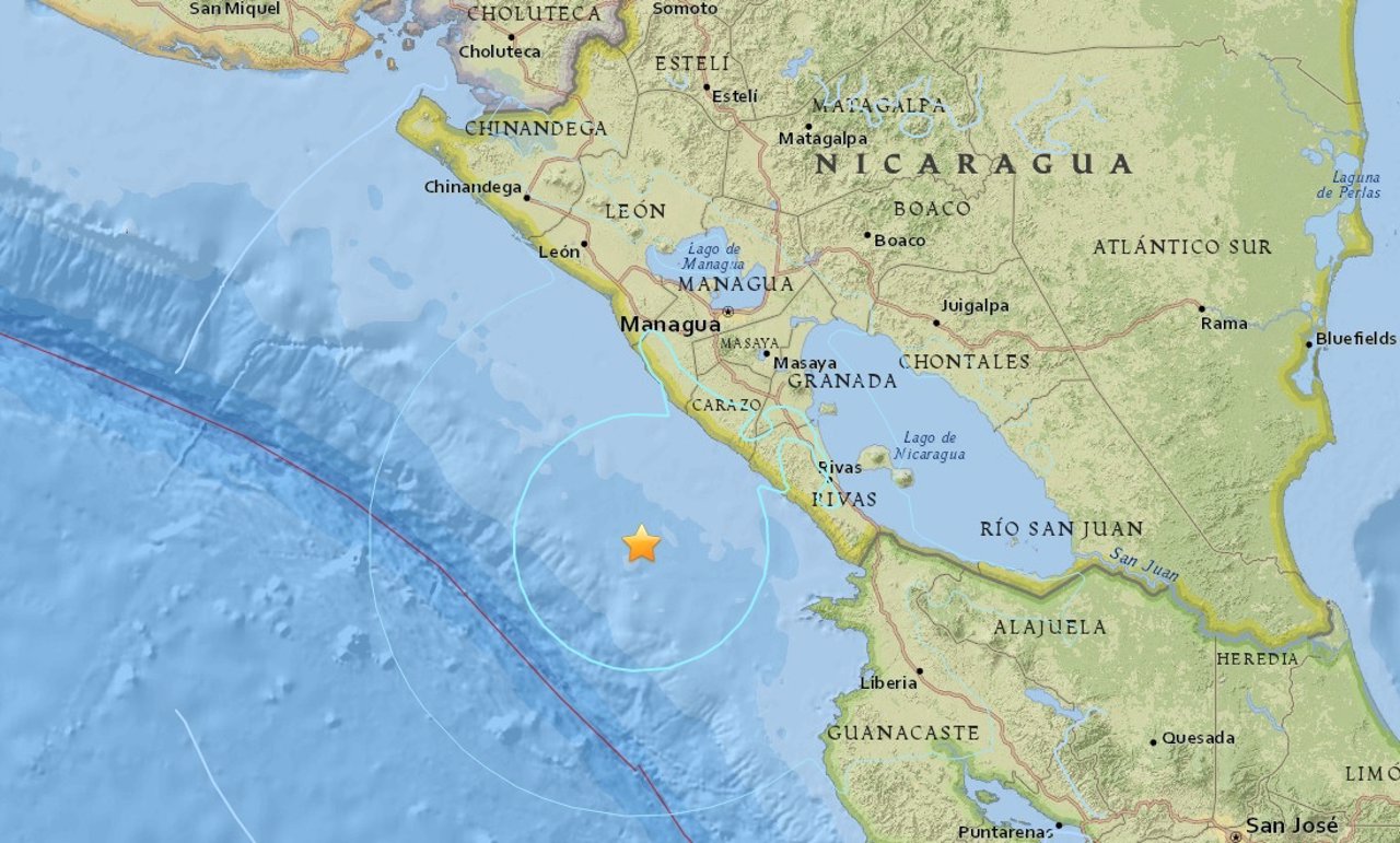 Terremoto de 5,7 en la escala de Richter en aguas de Nicaragua