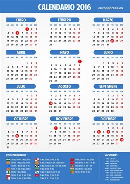 Calendario laboral de 2016