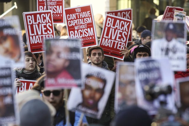 Black Lives Matter protesters gather in Westlake Park near Westlake Mall during 