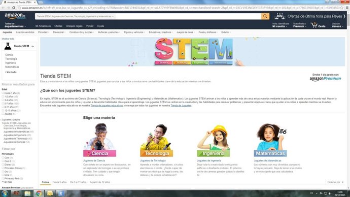 Tienda especial de juguetes STEM de Amazon. Es