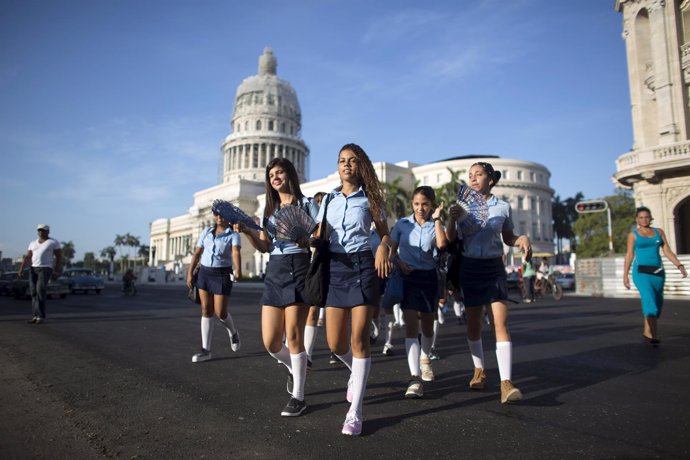 Estudiantes en La Habana, Cuba