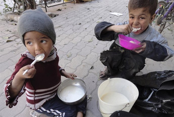 Niños palestinos refugiados en Siria