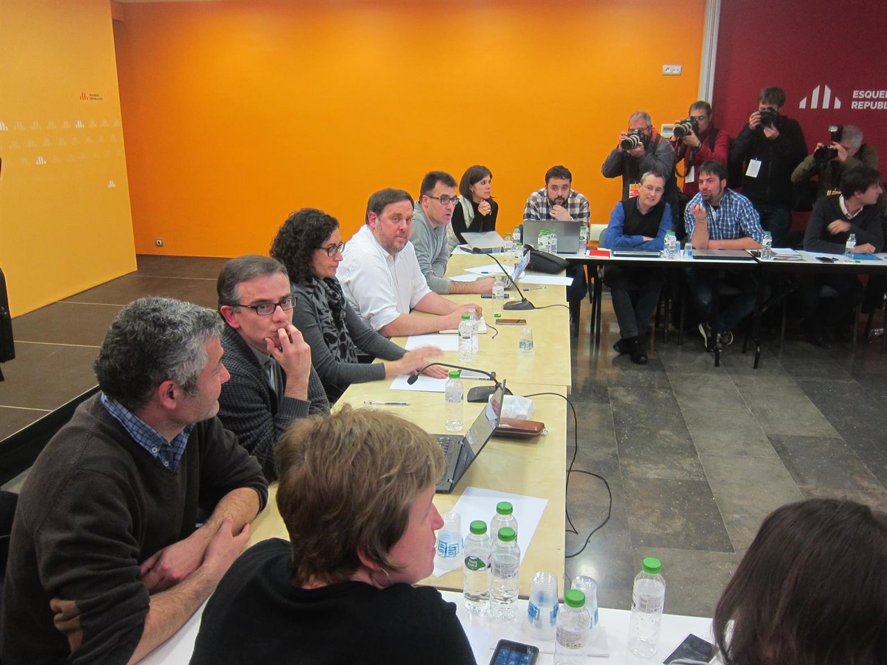 El presidente de ERC, O.Junqueras en la reunión de la ejecutiva