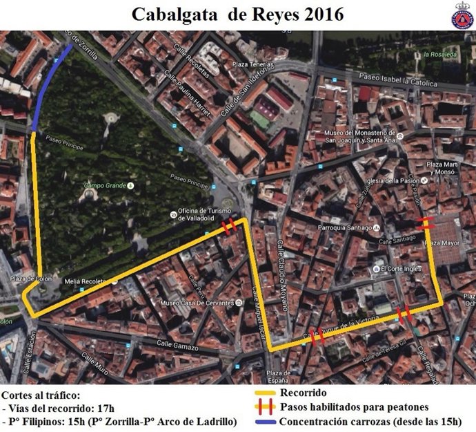Plano del recorrido de la Cabalgata de Valladolid