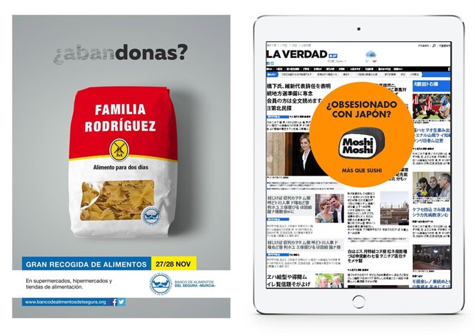 Imagen de los trabajos de Portavoz para el Banco de Alimentos y para Moshi Moshi