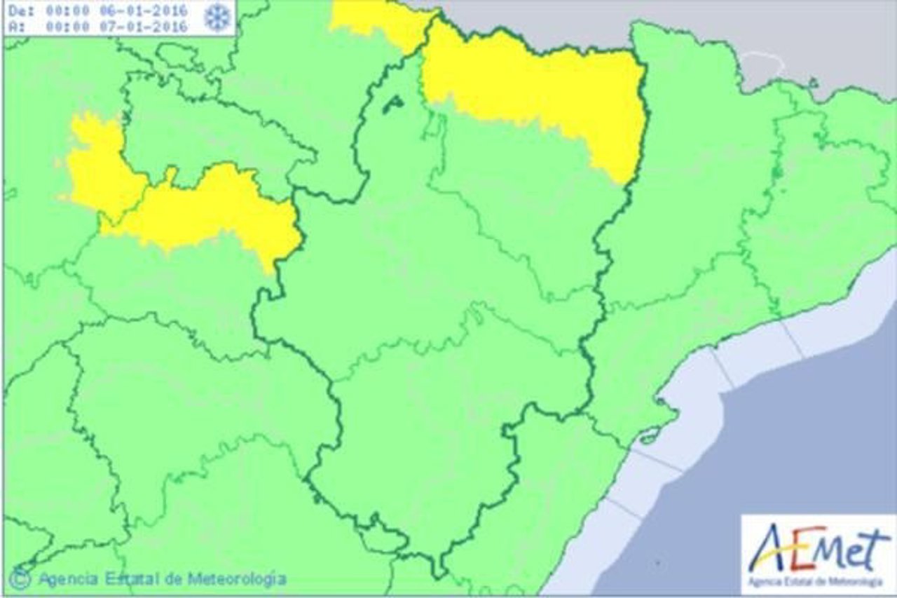 Alerta por nieve en el Pirineo este miércoles, 6 de enero de 2016