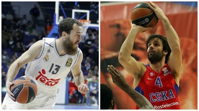 Sergio Rodríguez (Real Madrid) y Milos Teodosic (CSKA Moscú)