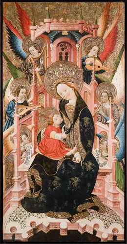 Virgen con el Niño entronizada acompañada por Ángeles músicos (Blasco de Grañén)