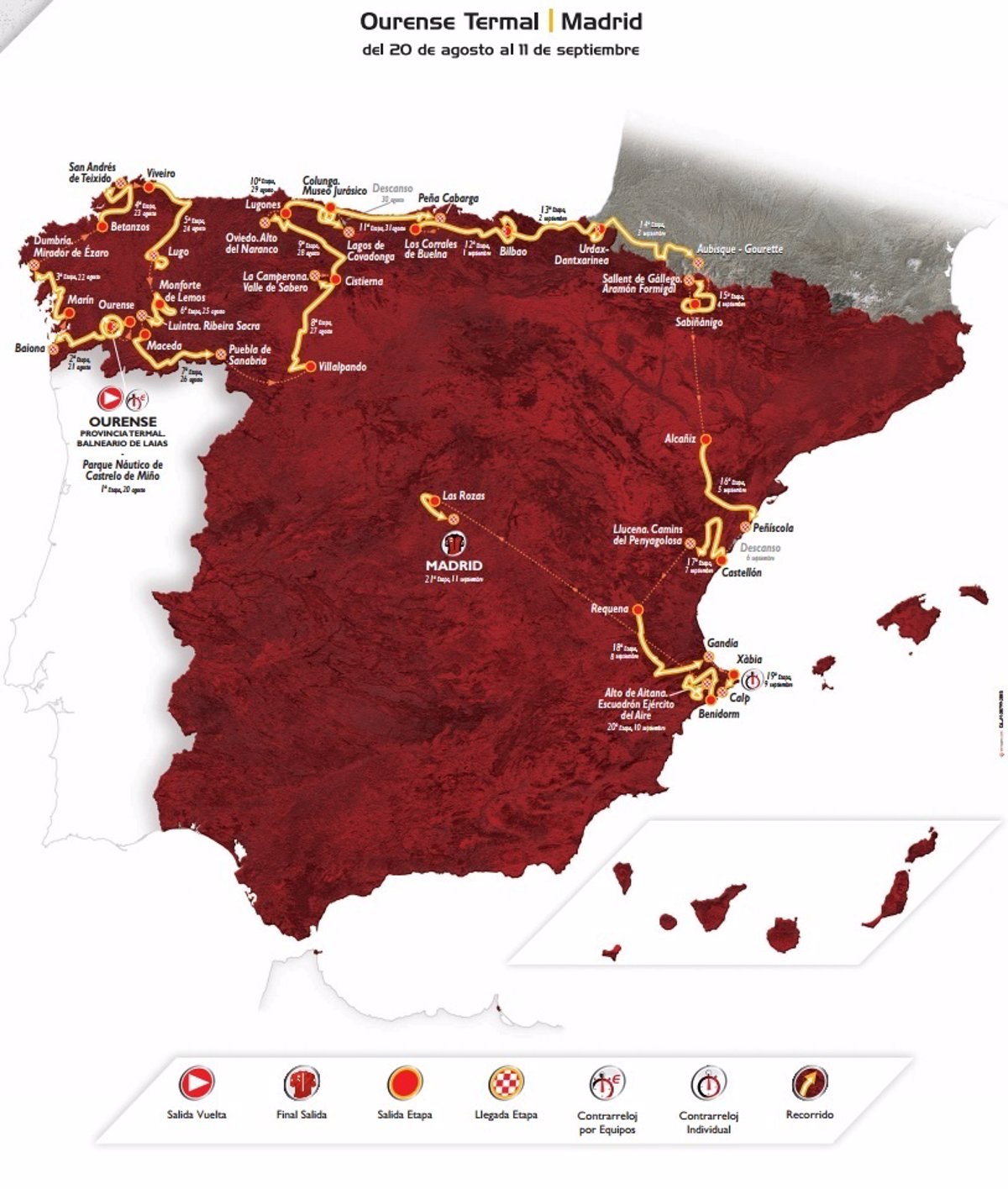 Recorrido de la 71ª edición de la Vuelta Ciclista a España