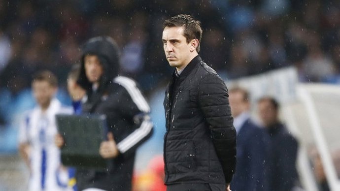 El entrenador del Valencia, Gary Neville