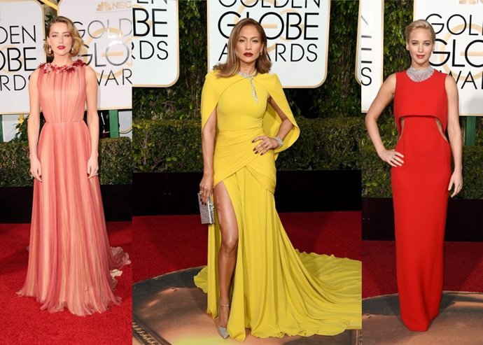 Amber Heard, Jennifer López y Jennifer Lawrence en la alfombra roja