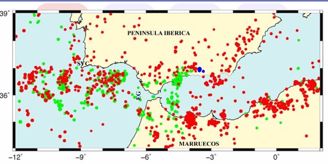 Terremotos destacables en el sur peninsular entre 1995 y 2015