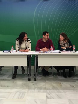 El presidente del PP-A, Juanma Moreno, durante el Comité de Dirección