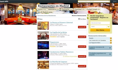 Plataforma de reserva de restaurantes