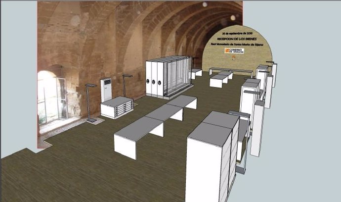 Recreación del espacio del Monasterio de Sijena que albergará los bienes