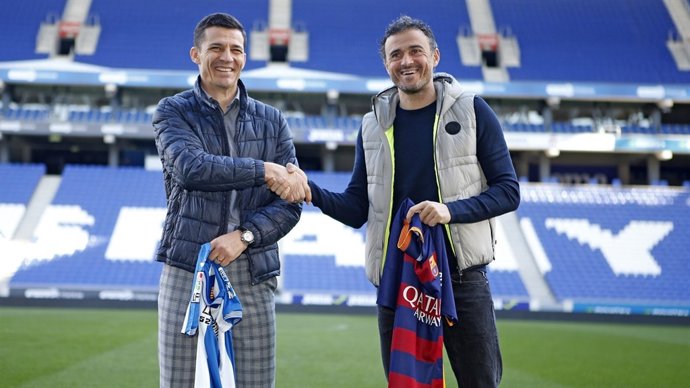 Galca (Espanyol) y Luis Enrique (Barcelona)