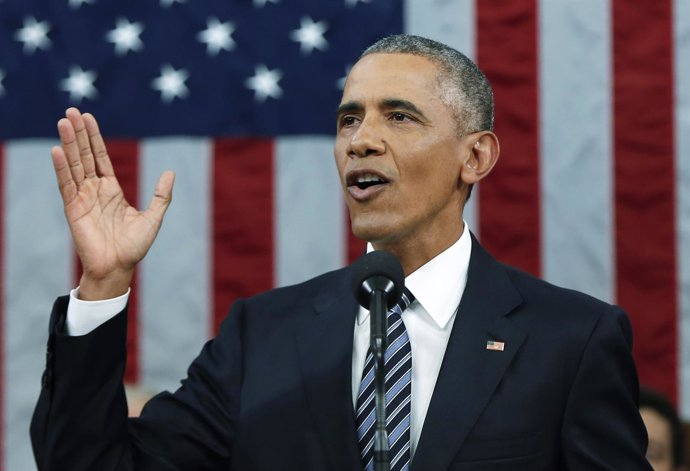 Obama durante su último Discurso del Estado de la Unión 