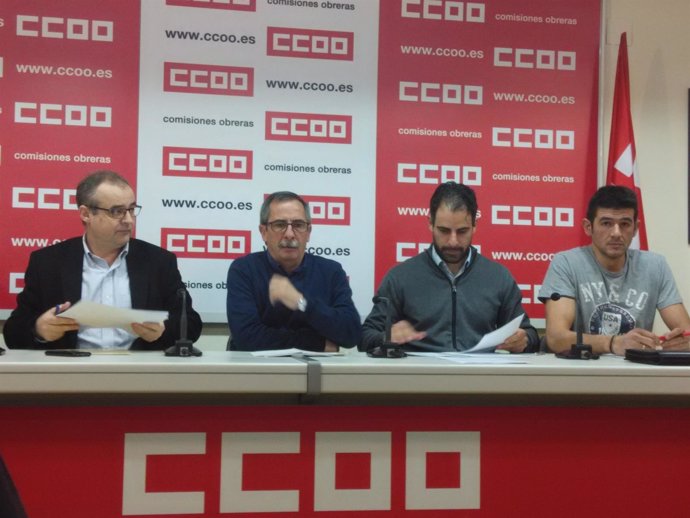 Ramón Górriz (CCOO), Vicente Sánchez y José María Martínez Tragsa