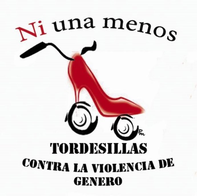 Cartel de la campaña de zapatos rojos en Tordesillas durante Motauros