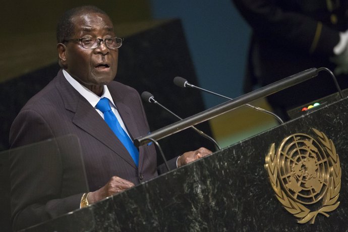 El presidente de Zimbabue, Robert Mugabe, habla ante la ONU
