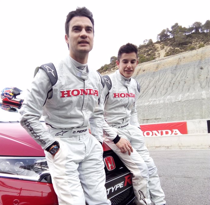 Dani Pedrosa y Marc Márquez en un acto publicitario de Honda