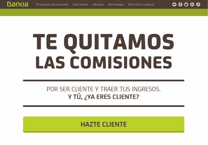 Bankia lanza una web para explicar su nueva política sin comisiones