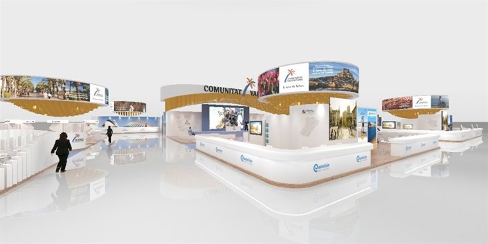 Stand de la Comunitat Valenciana en Fitur inspirado en una naranja