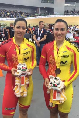 Tania Calvo y Helena Casas, bronce en velocidad de ciclismo en pista