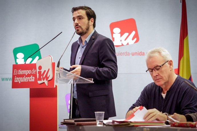 Alberto Garzón interviene durante la reunión del Comité Federal de IU