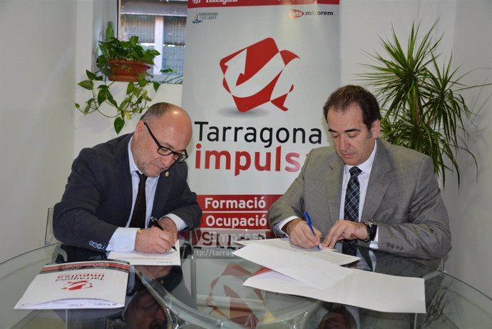 El concejal de Tarragona F.Roca y el pte. De Pimec Tarragona Q.Sendra