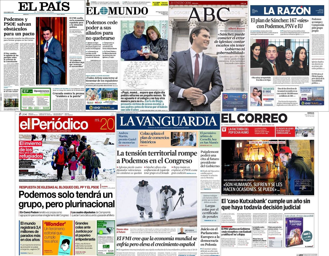 Portadas de los periódicos de este miércoles, 20 de enero 