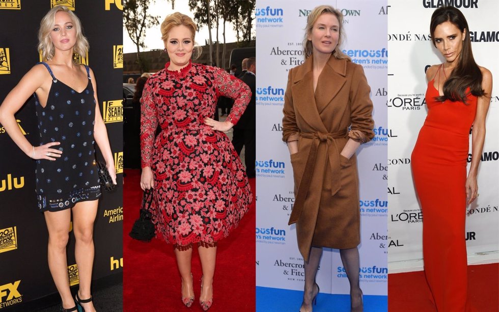 Jennifer Lawrence, Adele, Renée Zellweger y Victoria Beckham
