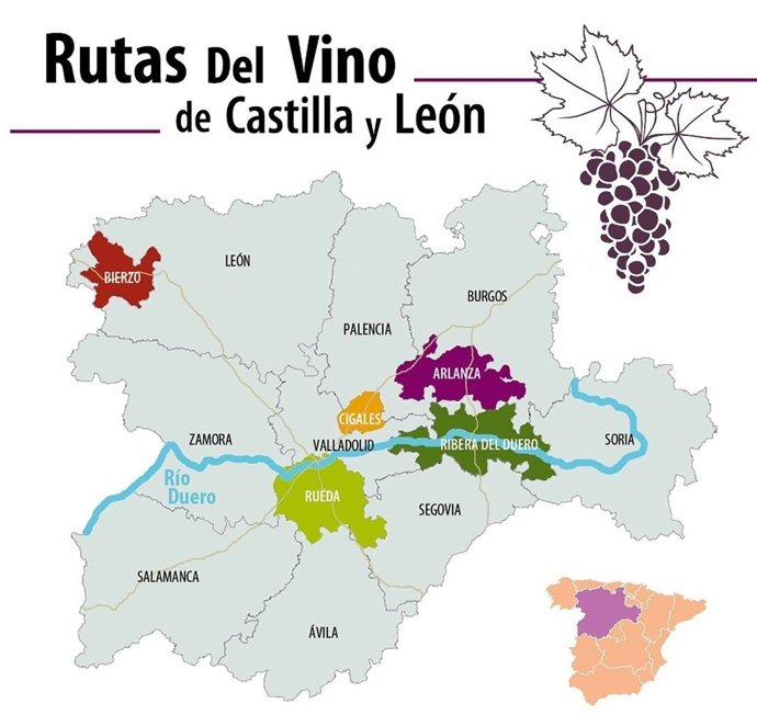 Mapa de las rutas del vino promocionado en Fitur