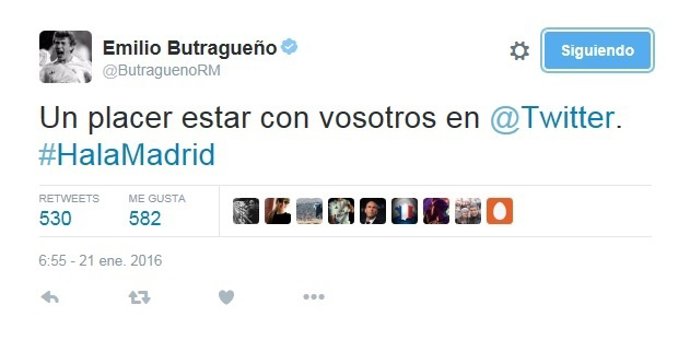 Emilio Butragueño abre su cuenta de Twitter 