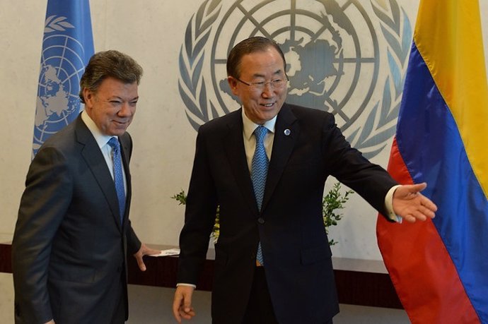 Ban Ki-Moon y Juan Manuel Santos