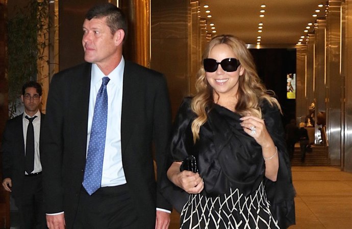 142896, Mariah Carey And James Packer Seen Leaving Dinner At Nobu Restaurant In 