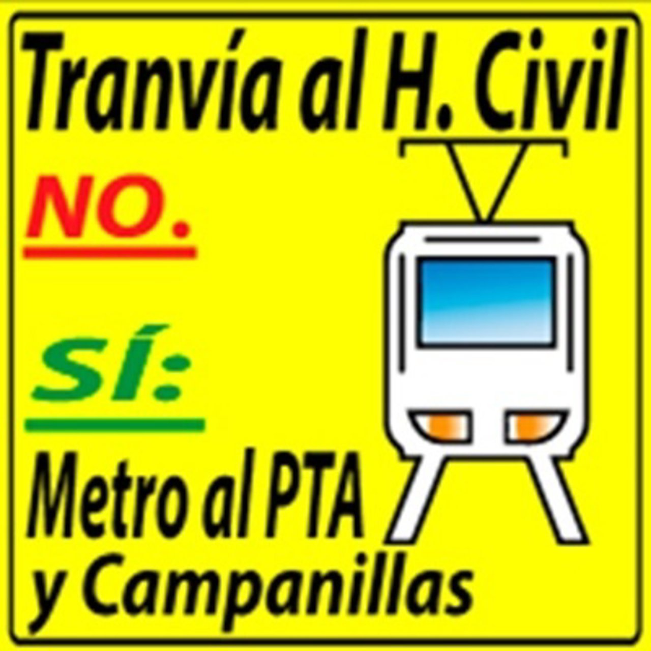 Logo plataforma contra el tranvía al Hospital Civil y a favor del metro al PTA