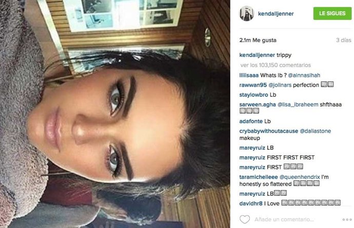 Pantallazo Instagram Kendall Jenner