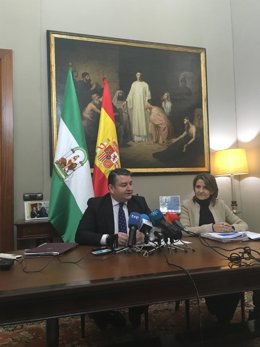 El delegado del Gobierno en Andalucía, Antonio Sanz, en rueda de prensa