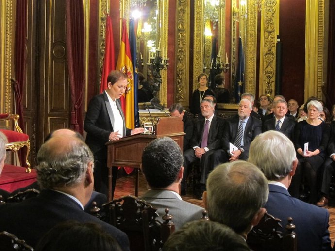 Uxue Barkos durante su intervención.