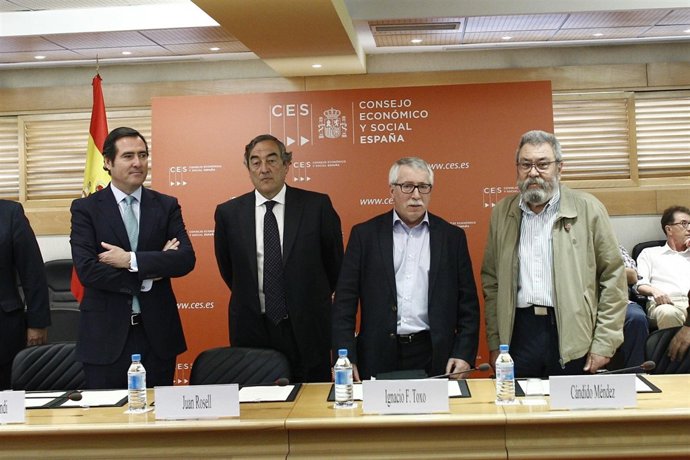 Patronal y sindicatos firman el Acuerdo para el Empleo. Garamendi, Rosell, Toxo 