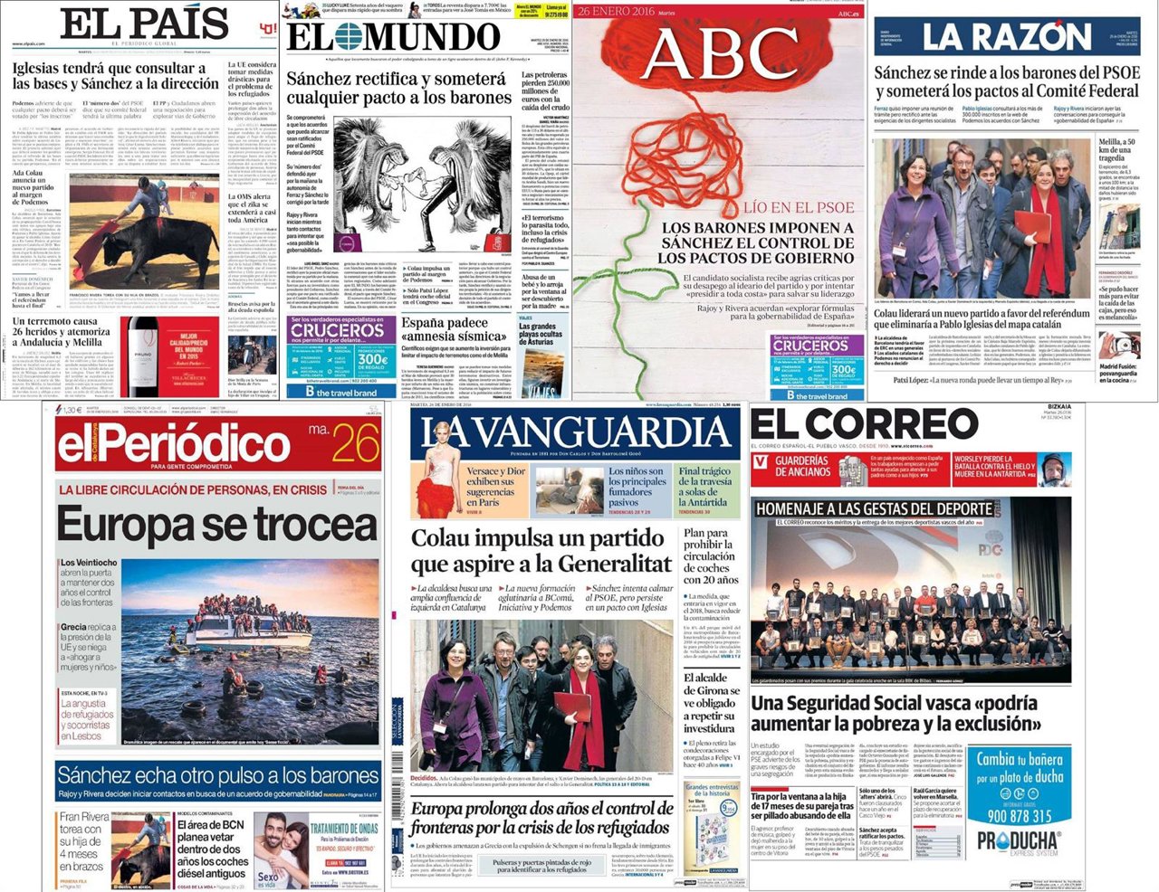 Portadas de este martes, 26 de enero