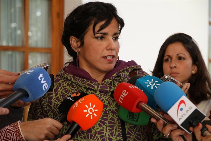 Teresa Rodríguez este martes ante los periodistas