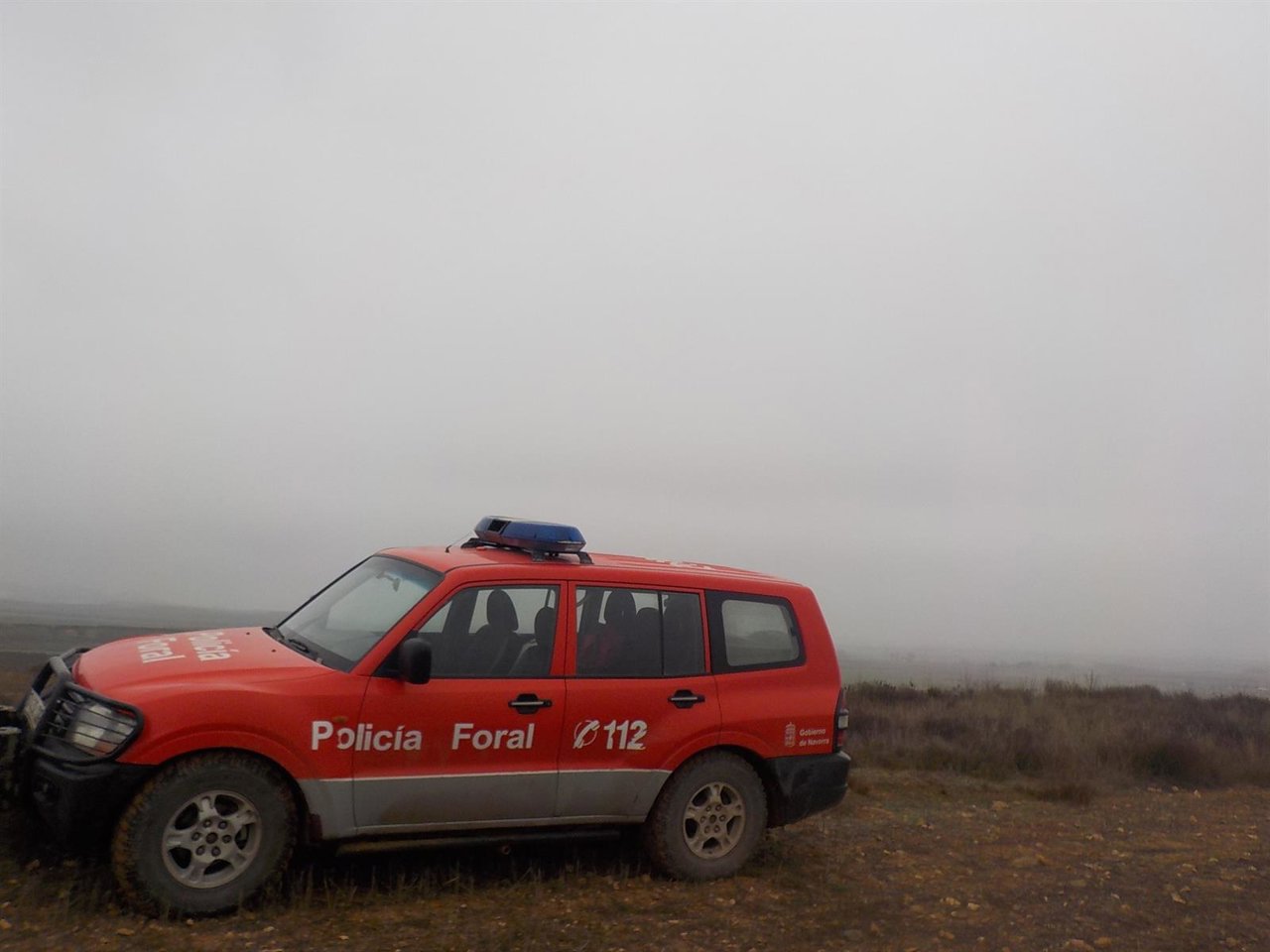 Un vehículo de la Policía Foral este domingo en la Ribera.