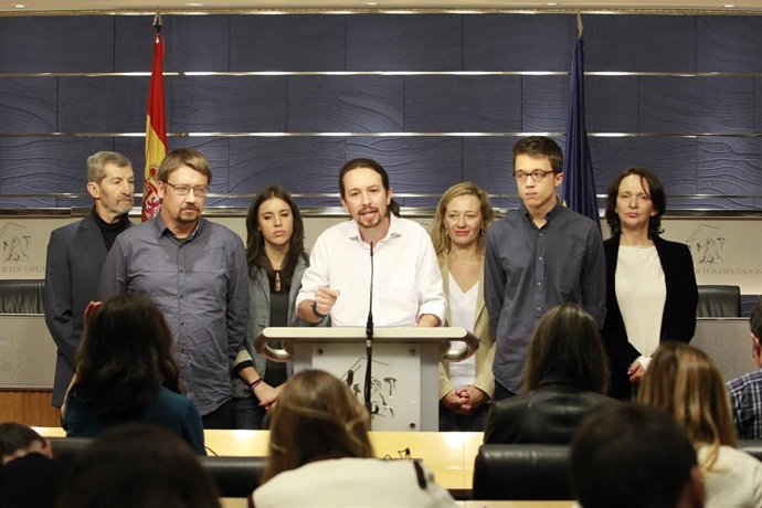Rueda de prensa de Pablo Iglesias en el Congreso