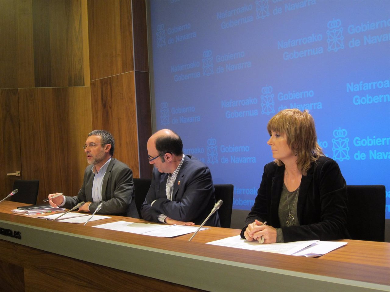 Laparra, Ayerdi y Ollo en la rueda de prensa tras la sesión de Gobierno